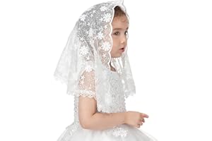 PAMOR First Communion Veils for Girls Lace Chapel Veil Mantilla Veils Latin Mass Church Veil for Catholic Baptism D Shape