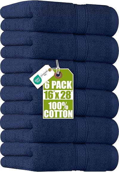 Utopia Towels Premium Hand Towel Set Navy 6 Pack 41 x 71 cm 100% Cotton