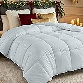 Utopia Bedding Comforters Queen Size, All Season Duvet Insert, Down Alternative Box Stitched Bed Comforter with Corner Tabs, Machine Washable (Light Grey)