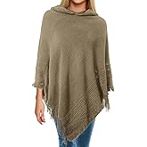 Skicuff Women Hooded Cape Ponchos Sweater Solid Knit Versatile Lightweight Shawl Wrap Scarf Cape Poncho Accessories