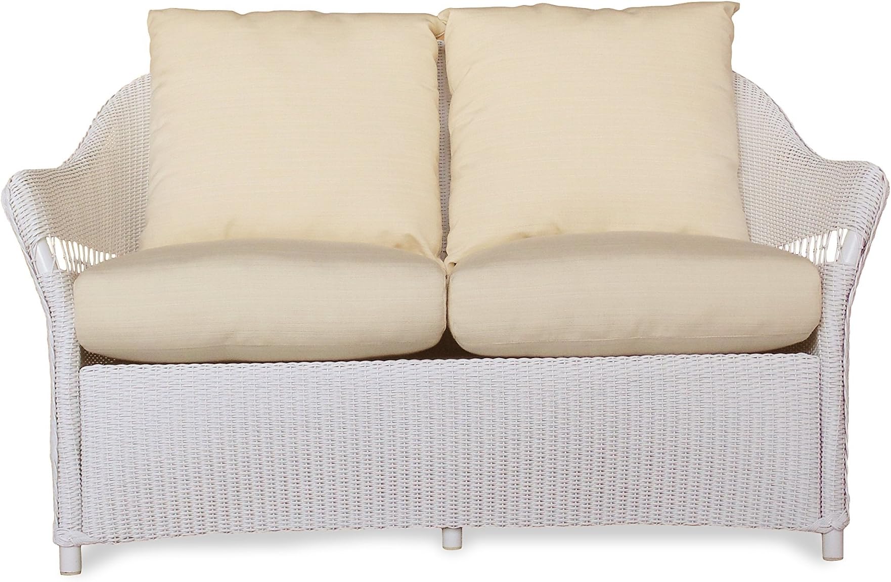 Lloyd Flanders 72250-001-753 Freeport Collection Love Seat in White Loom Finish, Senza Amber
