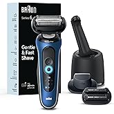 Braun Electric Shaver for Men, Series 6 6177cc, Wet & Dry Shave, Turbo & Gentle Shaving Modes, Foil Shaver, Blue