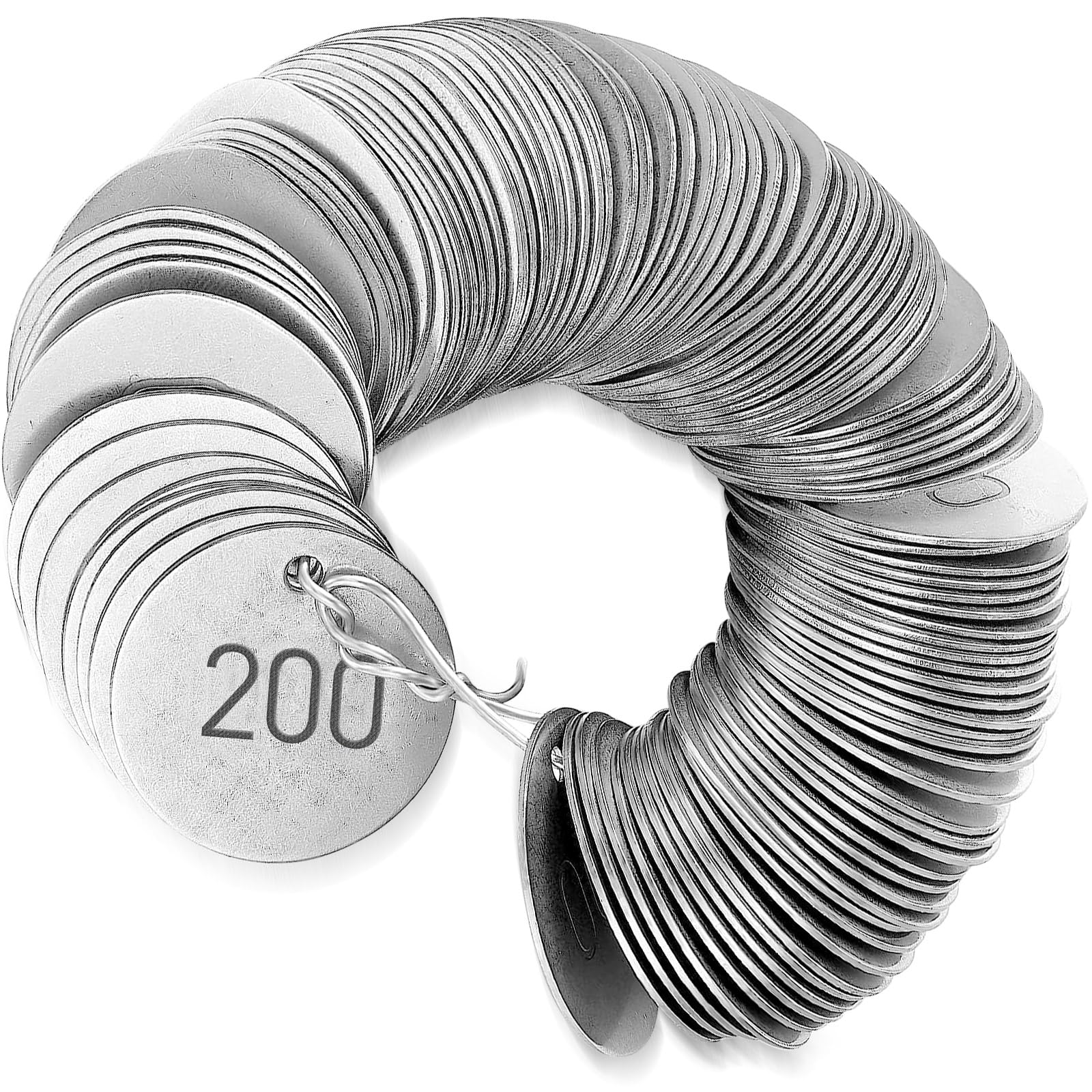 Photo 1 of Round Tag 1-1/4 Inch Small Circle Metal Tags Number Options 001-050 Stamping Tag with Hole for Pets, Plants, Doors (200 Pieces)