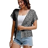 SMDPPWDBB Women’s Short Sleeve Lace Shrugs Bolero Cardigan Crochet Sheer Crop Jacket