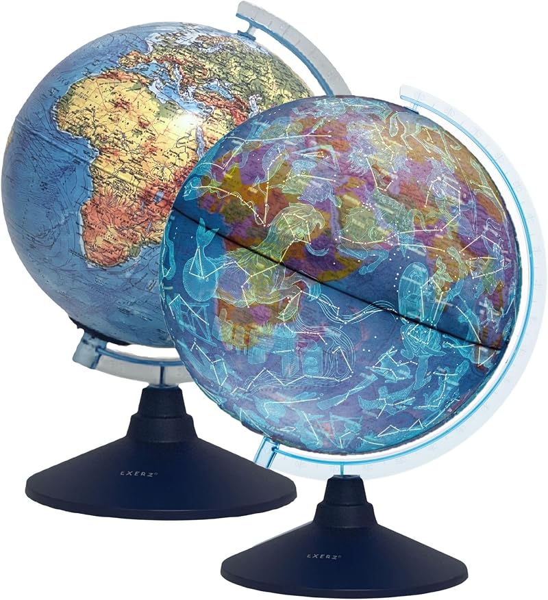 EXERZ Illuminated Globe 21cm - Battery-Only, Constellation Map Night Light