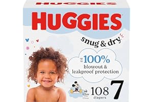Huggies Size 7 Diapers, Snug & Dry Baby Diapers, Size 7 (41+ lbs), 108 Count (2 Packs of 54), Packaging May Vary