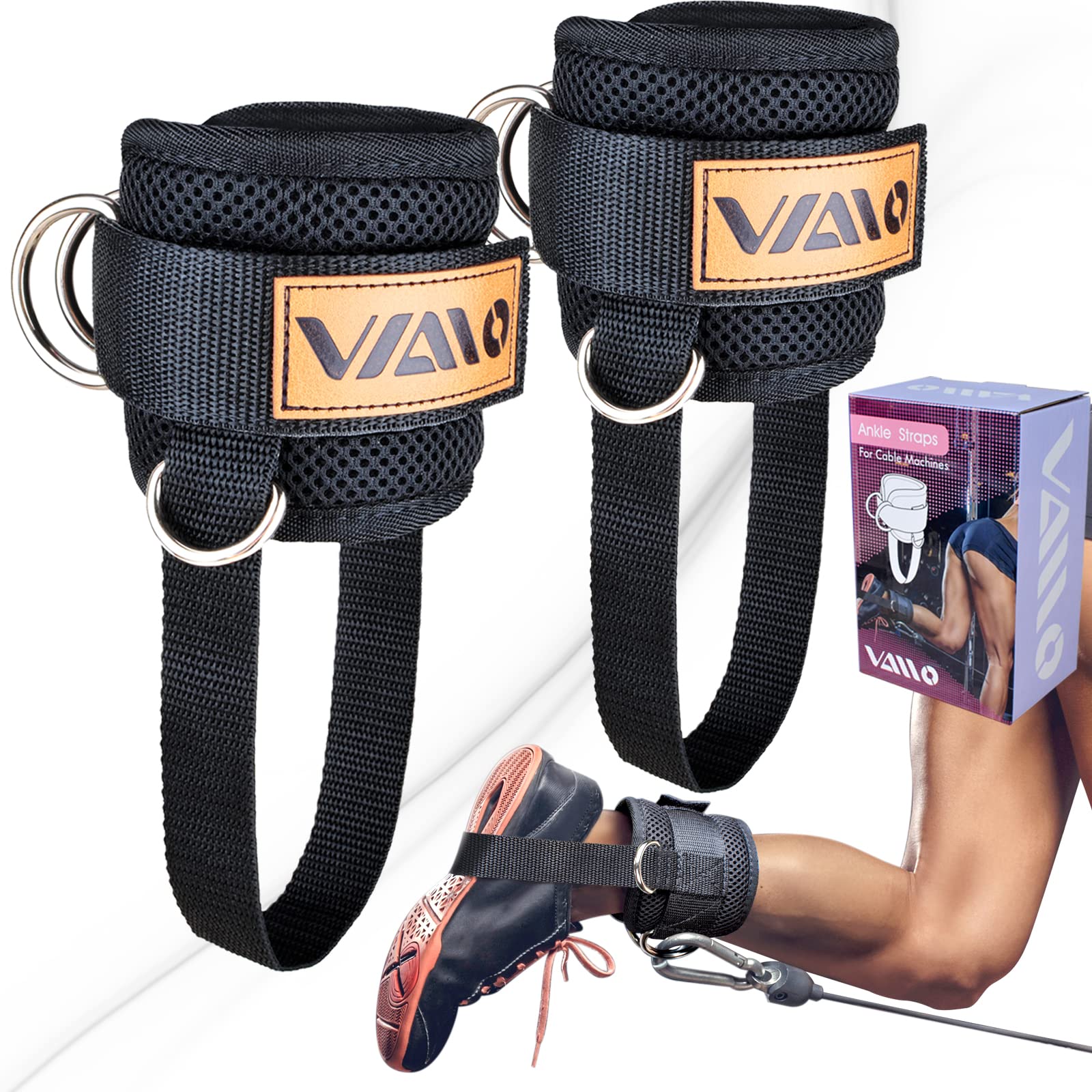 Photo 1 of VAIIO Ankle Straps for Cable Machines,Adjustable Comfort fit Neoprene, Reinforce Double D-Ring - Premium Ankle Cuffs to Improve Abdominal Muscles, Lift The Butts, Tone The Legs for Men & Women