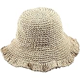 Floppy Straw Bucket Hats for Women Foldable Summer Wide Brim Sun Hat Travel Beach Hat