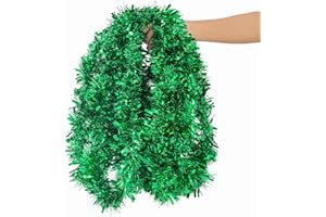 ZHUQING 26.2 Feet Green Holiday Tinsel Garland for Graduation, Birthday, Weddings, Party Decorations, Christmas, Patriotic Foil Tinsel Garland for All-Season Home Indoor Outdoor Party Supplies(Green)