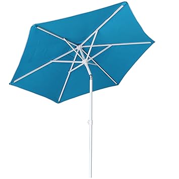 AMMSUN 6 Panels 7ft Polyester Fabric Heavy Duty Air-Vent UV Protection Patio Umbrella Beach Umbrella with Zinc Tilt, Teal