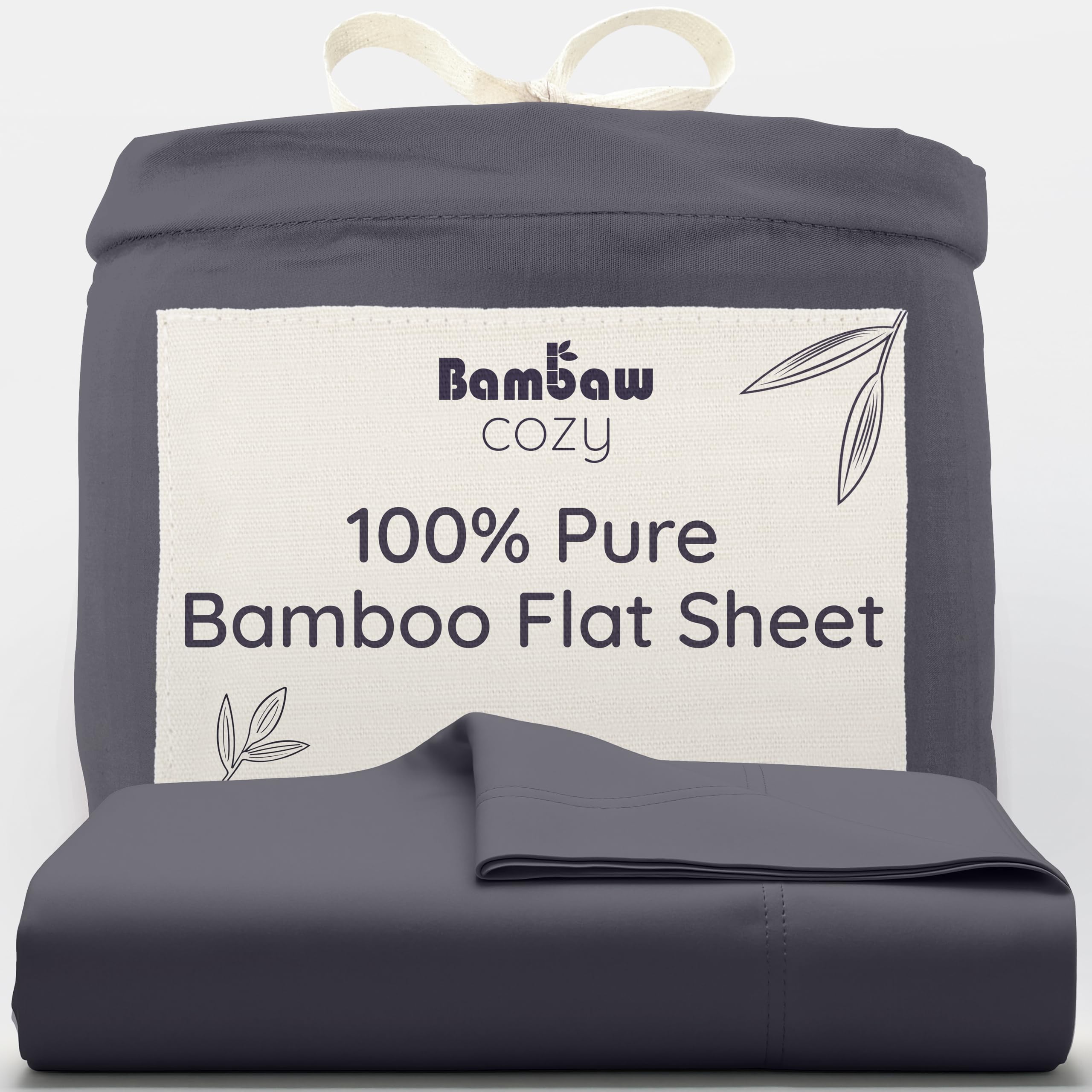 Bambaw Bamboo Flat Sheet Single, 180x290 cm, Keep Cool at Night Anti Allergy Bed Sheets, Soft Single Bamboo Sheet, Cool Bedding for Night Sweats, Hotel Quality Bed Flat Sheets 180x290 cm (Charcoal)