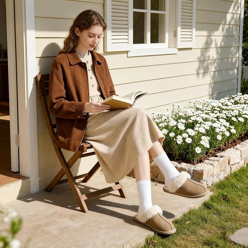 Hausschuhe Damen Pantoffeln Warm Gefüttert, Brandy 38