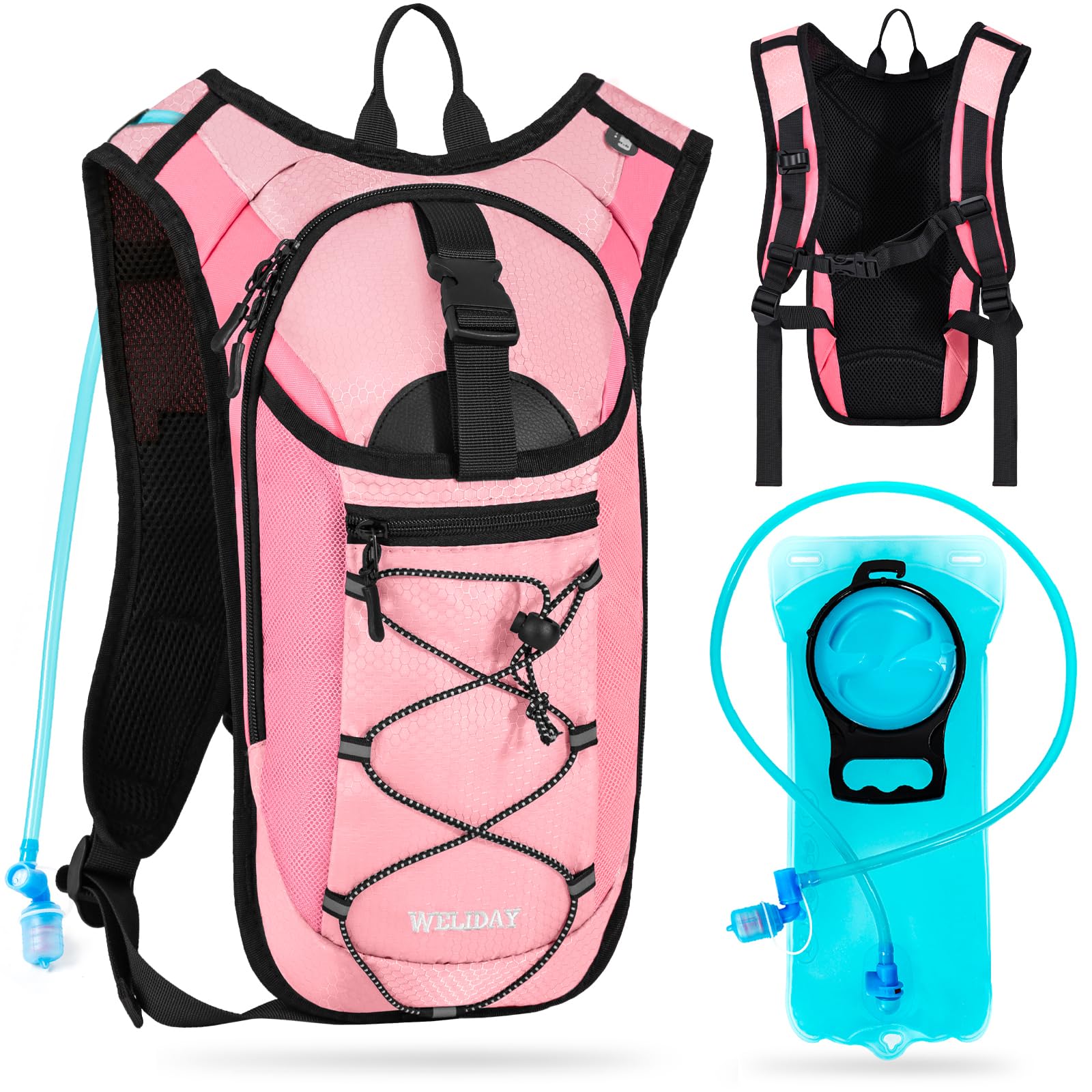 Photo 1 of WELIDAY Hydration Backpack with 2L Water Bladder, Lightweight Hydro Pack for Cycling, Running, Hiking, Climbing (Pink, 2L Water Bladder)
