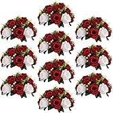 Sziqiqi Red Fake Flowers for Wedding Centerpiece Kissing Flower Balls for Tables Flower Centerpieces Arrangement for Party Road Lead