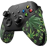 eXtremeRate PlayVital Anti-Slip Sweat-Absorbent Controller Grip for Xbox Core Wireless Controller, Professional Textured Soft Rubber Pads Handle Grips for Xbox Series X/S Controller - Green Weeds