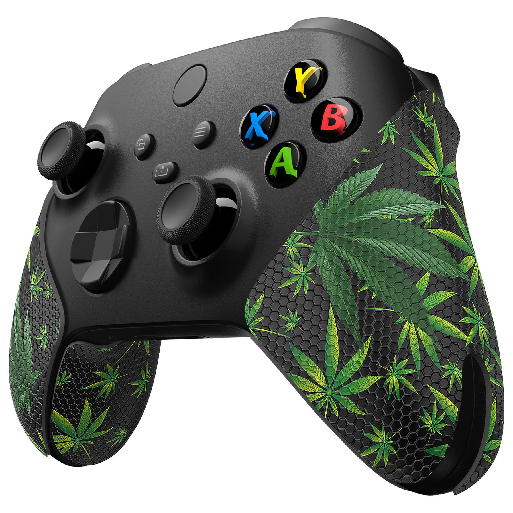 eXtremeRate PlayVital Anti-Slip Sweat-Absorbent Controller Grip for Xbox Core Wireless Controller, Professional Textured Soft Rubber Pads Handle Grips for Xbox Series X/S Controller - Green Weeds