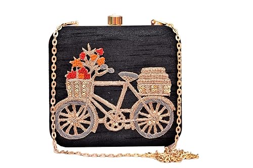 sugarcrush Velvet Gold Hand Embroidered Clutch for Women(16.2 x 6.1 x 16.2cm)