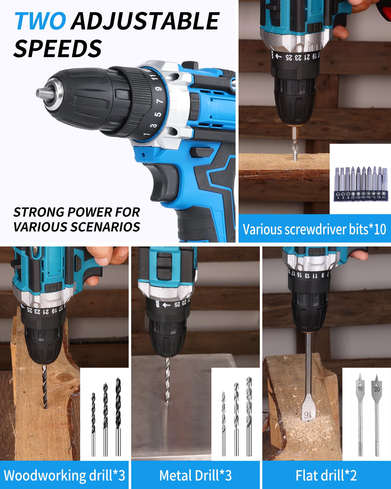 AOFUXTI Electric Screwdriver Drill Bit Set Kit, Home cordless drill tool box, Small Hand Drill ToolSet, Essential Portable Power Drills Set for Men, Battery Operated 20v Engineer's Tool