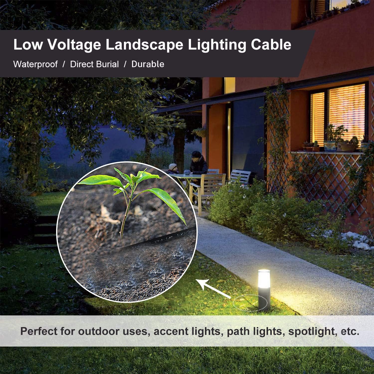 FIRMERST 16/2 Low Voltage Landscape Lighting Cable 100 Feet UL Listed: Industrial & Scientific