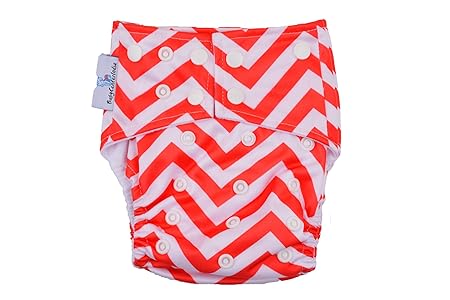 BabyCenterIndia Reusable Cloth Diapers Plus UNO Reusable All in One Diaper with 2 Organic Cotton Soakers and Dry Feel : Red and White Color