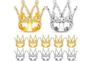 YULEJO 12 Pcs Crown Cake Topper Mini Baby Crown Tiny Queen Crown Small Princess Headpiece Cake Decoration for Women Lady Girl Bridal Wedding Royal Themed Baby Shower Decorations Birthday Party (Gold, Silver)