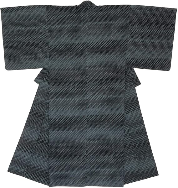 Amazon ソウビエン 浴衣 メンズ 単品 Moika レトロ 灰色系 黒 雨縞 ストライプ 綿 変わり織り 仕立て上がり 浴衣 通販