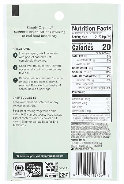 SIMPLY ORGANIC BROWN GRAVY MIX, VEGETARIAN, 1 OUNCE