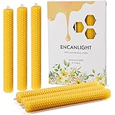 Natural 8 Inch Handmade Honeycomb Candlesticks Bee waxs Taper Candles 6 Pack Hours Burning Time-Bees Wax with Smokeless,Dripless and Unscented for Home Decor Party Dinner