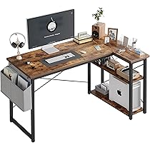 Grandder L Shaped Computer Desk with Reversible Shelves