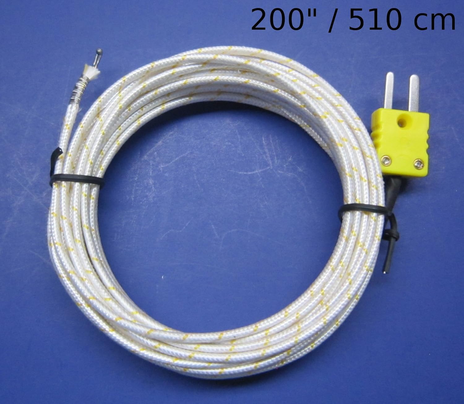 K-Type Thermocouple Wire PK-1000 Temperature Sensor Probe w. High Temperature Ceramic Fiber Insulation 1832 F or 1000 C - Extra Long 200 inch