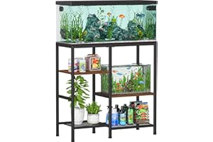 Snughome 30 Gallon Aquarium Stand, Fish Tank Stand with Shelf for Storage, 3 Tier Heavy Metal Frame Fish Tank Stand, 30 Gallon Aquarium Stand for Home Office, 30.52" x 12.01" x 30.31", Rustic Brown