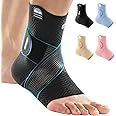 ZOELION Ankle Brace Compression Support with Removable Fishnet Strap, 3D Knit Plantar Fasciitis Relief Achilles Tendonitis Brace, Ankle Compression Sleeve for Pain Relief & Injury Healing, Black/M