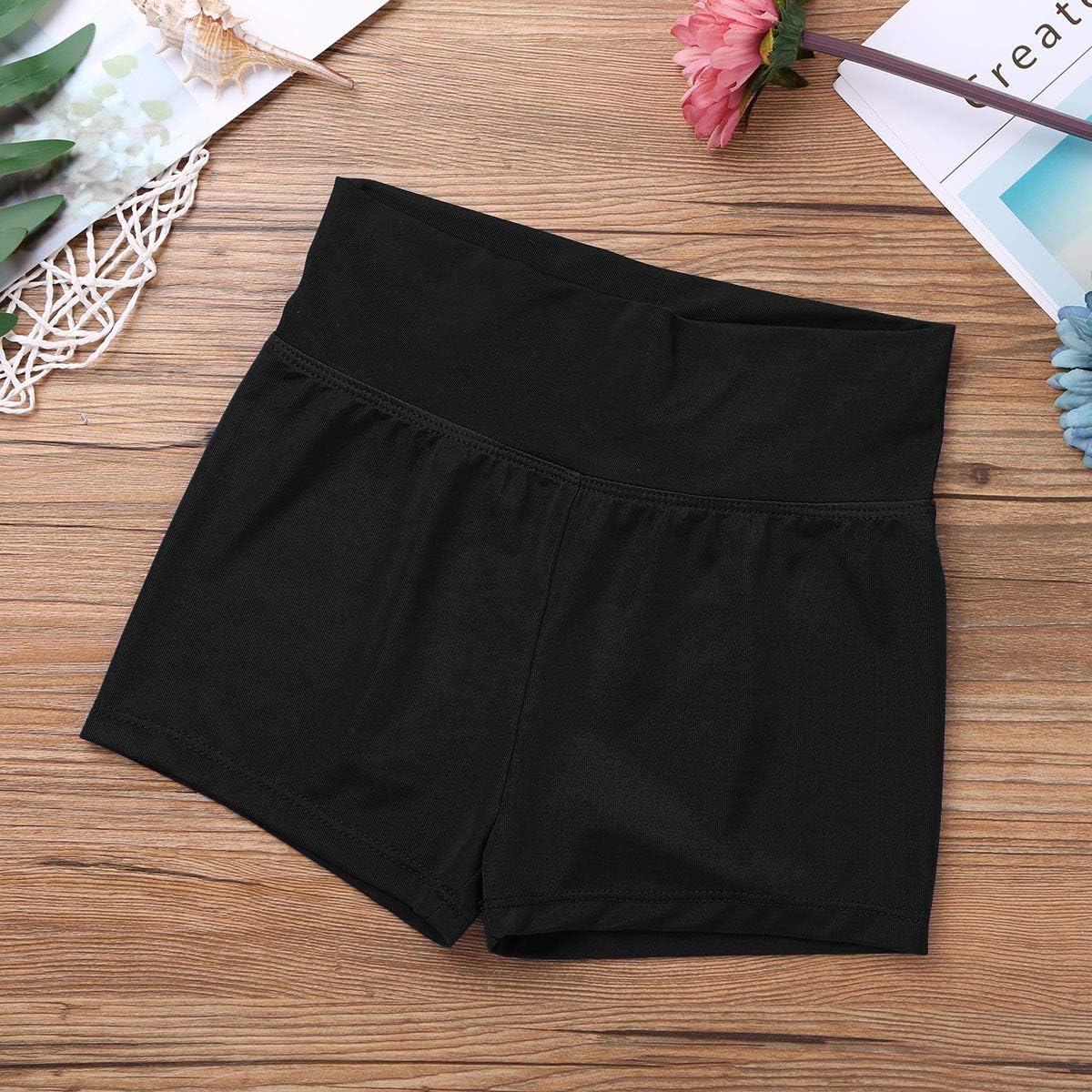 TiaoBug Girls High Waisted Stretch Athletic Workout Yoga Shorts Fold Over Boy-Cut Short Pants Bottom Dance Shorts Dancewear: Clothing