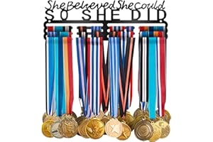 Dafftos Medal Hanger Ribbon Holder Display Medals Wall Mounted Metal Trophy Rack Organizer Frame Awards Ribbon Cheer Gymnastics Soccer Softball Runner Hold Medals Easy to Install