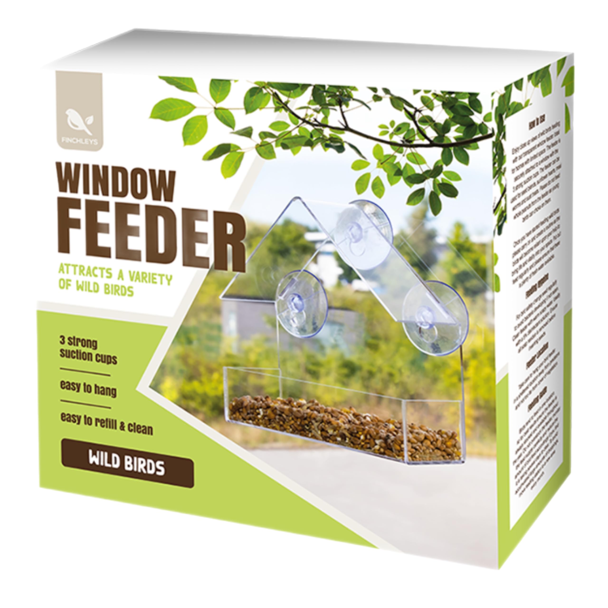 eBoutik - Clear Plastic Window Bird Feeder with Extra Strong Suction & Drainage Holes - Garden Small Birds House Shape Windowsill Birdfeeders For Summer - Gardener Green Fingers Gift