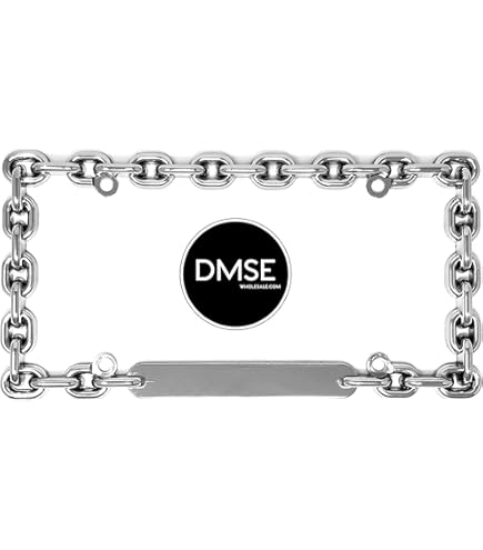 Universal Chrome Mega-Metal Round Chain Link Design License Plate