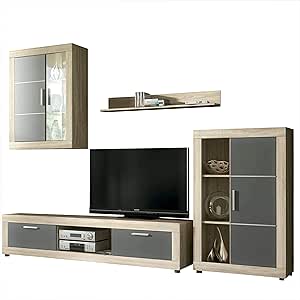 HomeSouth - Mueble de Comedor con Leds, Salon Vitrina Modelo Fiordo