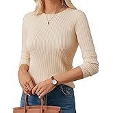 GRACE KARIN Womens Spring Wool Blend Sweater Tops, Long Sleeve Ribbed Pullover, 2026 Knitted Casual Blouse