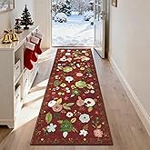 U'Artlines 2'x6' Runner Rug for Hallways Kitchen,Colorful Floral Soft Non Slip Washable Floor Carpet Runners for Entryway Laundry Room Bathroom (Red)