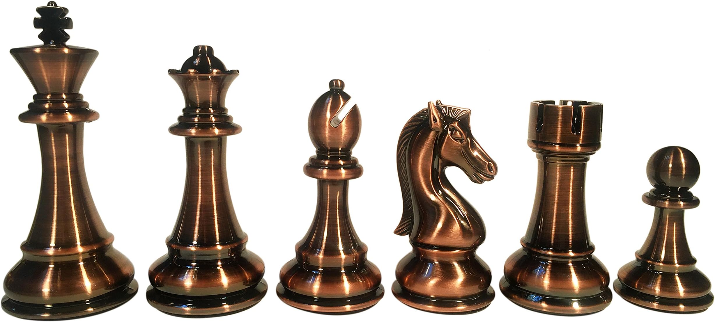 Bobby Fischer Metal Chessmen with Leather Bottoms - Pieces are Zinc Alloy Electroplated with Silver and Bronze - 4.25 in. King by WE Games