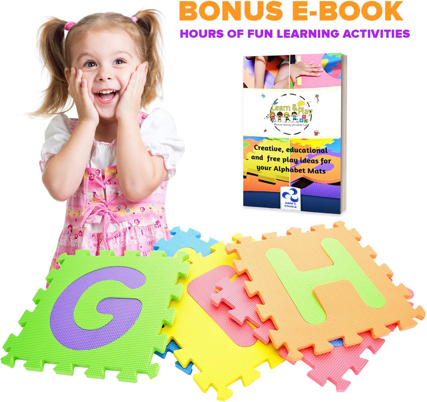 SAFEST Non Toxic Alphabet Puzzle Mat | THICKEST ABC + Numbers 0 to 9 Flooring Mat | Bonus Fun Learning eBook | Reusable Carry Bag | Kids Learn & Play with Interlocking Puzzle Pieces | Eva Foam: Toys & Games