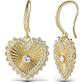 Jessica Simpson Womens Heart Earrings - Gold-Tone Valentines Earrings with Rhinestones