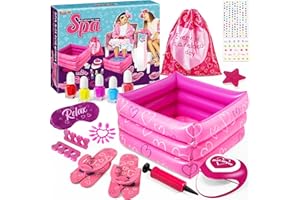 RIANEAN Kids Spa Kit for Girl, Nail Kit for Kids, Toys for Girls Age 7 8 9 10 11 12, Girls Birthday Gifts, Sleepover Party Supplies for Girls with Inflatable Pedicure Tub, Nail Polish, Nail Dryer
