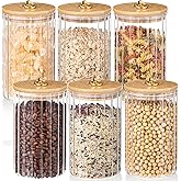 Rtteri 6 Pcs Glass Storage with Airtight Lids 30oz Cookie Storage Jars Decorative Coffee Bar Container Food Glass Canisters and Metal Ring for Xmas Winter Party Supply