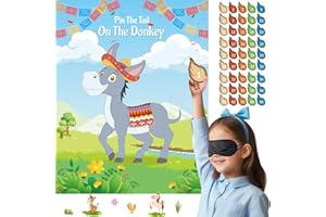 Haunt Couture Funny Pin The Tail on The Donkey Game for Donkey Theme Party Supplies | Reusable Poster w/ Safe Stickers | Ponle la Cola al Burro Juego Para Fiestas & Kids Birthdays
