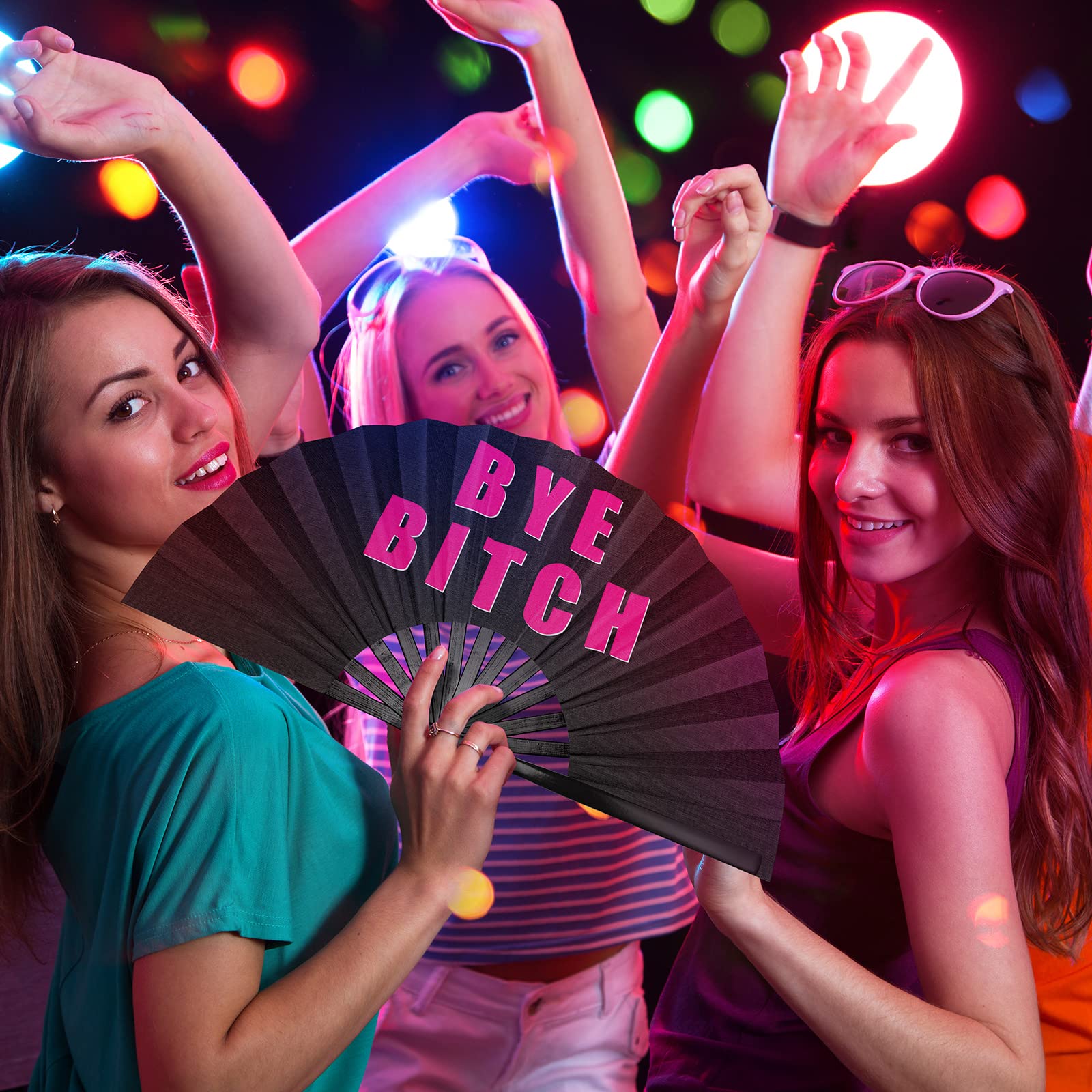 Amyhill 2 Packs Chinese Rave Iconic Fan Large Folding Festival Hand Fan with Voice for Men and Women Party Performance, Dance, Decorations, Gift, 13 Inch