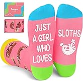 HAPPYPOP Funny Sloth Socks for Kids - Cute Sloth Gifts, Animal Socks for Girls 4-18 Year Old
