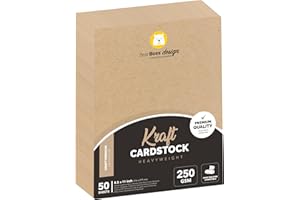 BEARBOSS Kraft Cardstock Thick Paper 50 Sheets, 8.5" x 11" Heavyweight 92lb Cover Card Stock for Crafts and DIY Cards Making