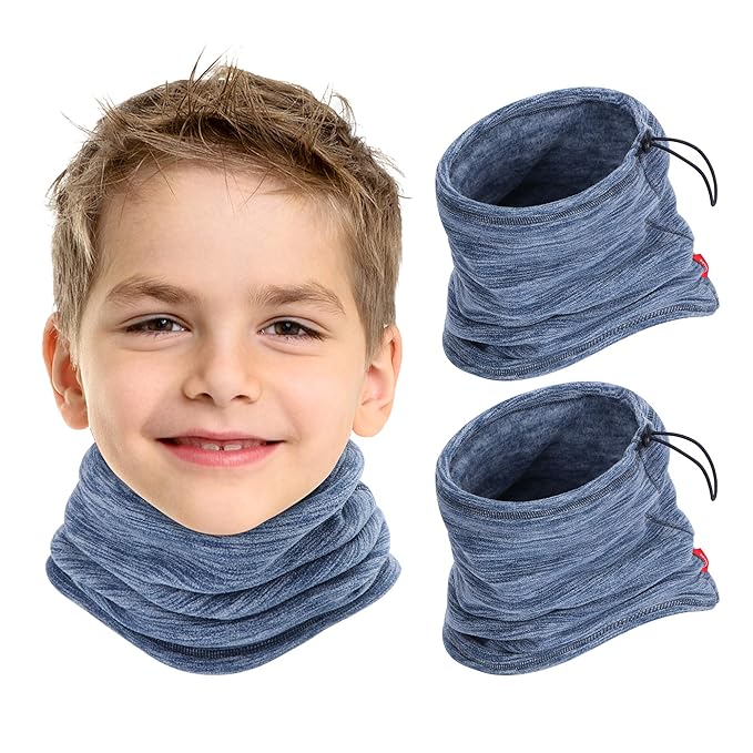 Kids Neck Warmer, DoubleLayer Thermal Fleece Neck Gaiter, Winter