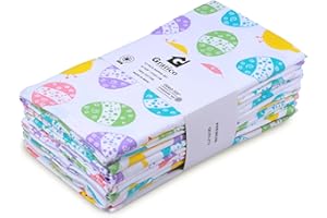 Gratico Easter Dinner Napkins Set of 12 Cloth Napkins Easter Egg Print Multi Color Dinner Napkins Premium Quality 100% Cotton Cloth Napkin Size 20X20 Inches with Mitered Corners Soft Dinner Napkins
